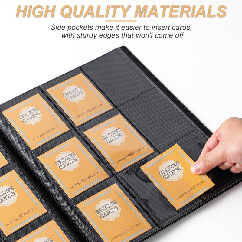 BOOMIBOO Card Binder 9 Pocket Storage 360 Card Binder Trading Card Binder Senior and Sturdy Side-Loading Album Intended For YuGiOh MTG  TCG Game Cards & Baseball Card Binde (Black) - Image 4